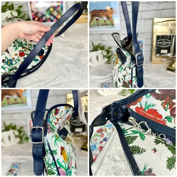 Gucci Flora GG Vintage Large Shoulder Bag tote Good USED with scarf RARE. GIFT! - Picture 9 of 16